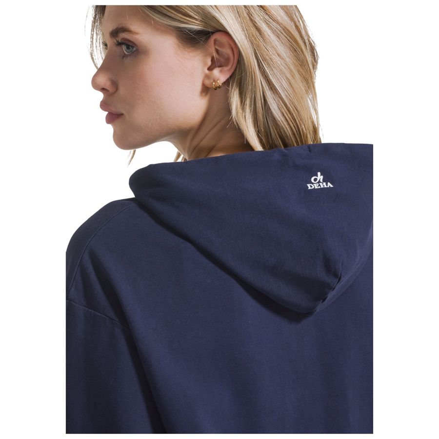 Felpa con cappuccio full-zip in tessuto stretch blu da donna Deha | D4225025515